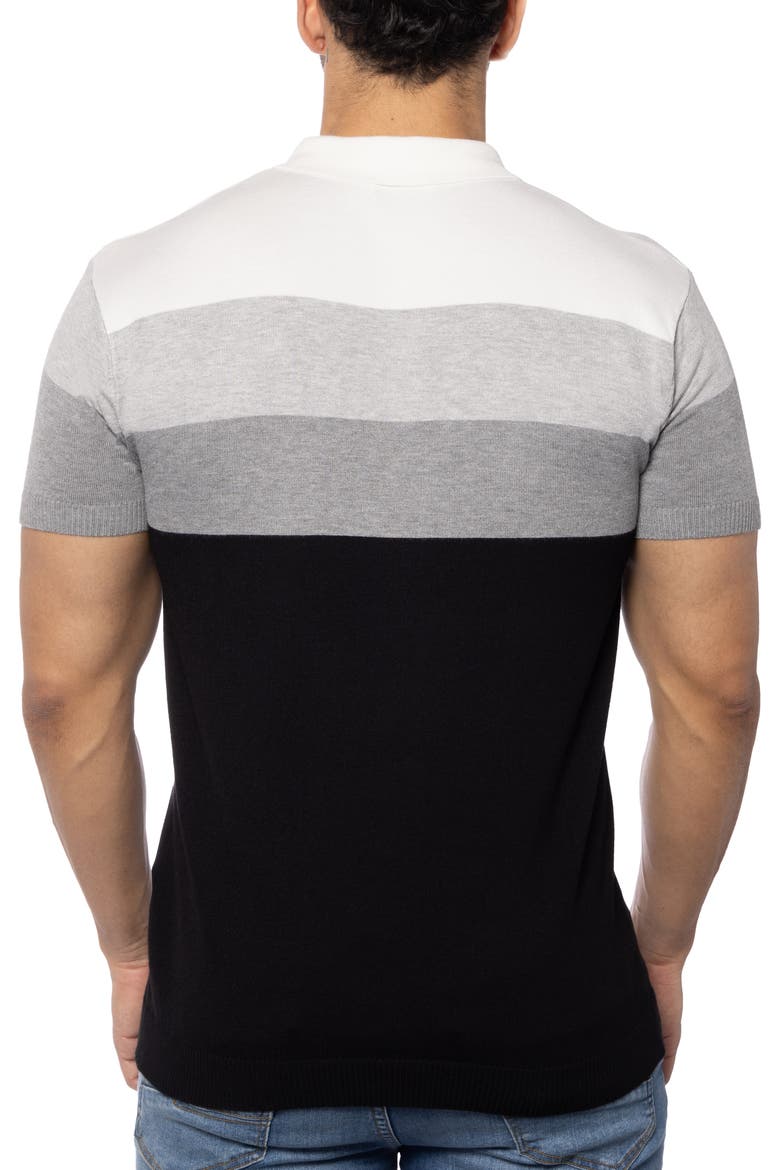 Striped Polo Sweater, Alternate, color, BLACK