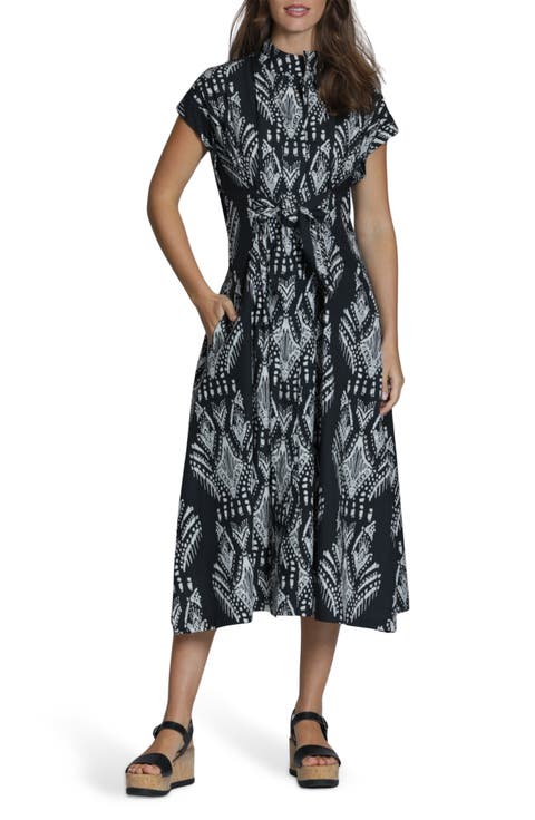 Tie Front Cotton Midi Dress