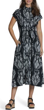 APNY Tie Front Cotton Midi Dress