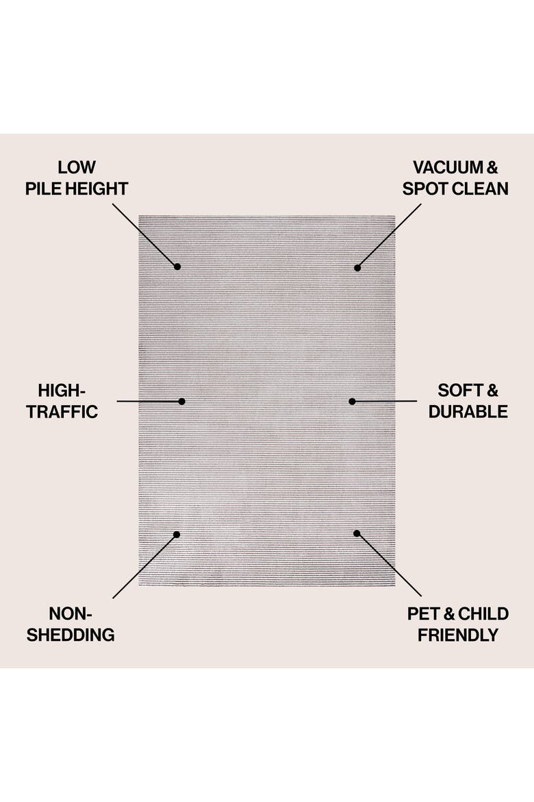 Cole Modern Minimalist Pinstripe High-Low Area Rug, Alternate, color, Dark Silver/White