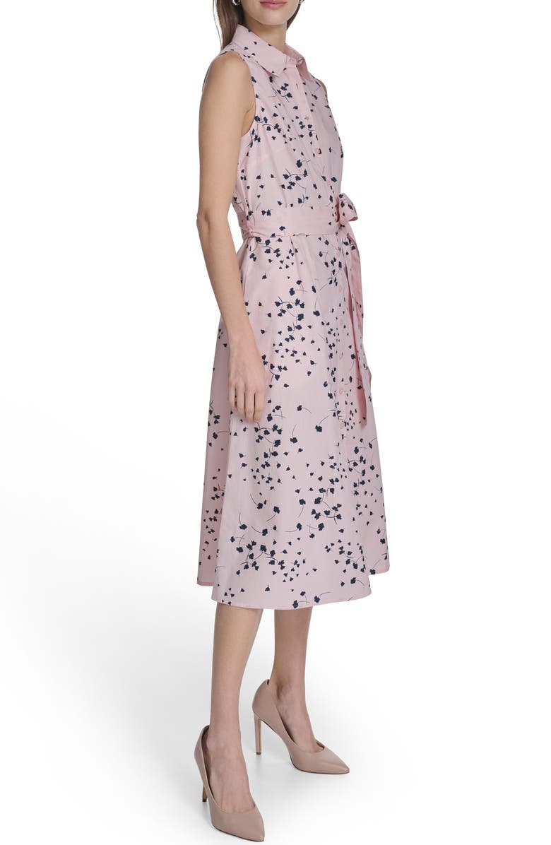 Calvin Klein Sleeveless Cotton Shirtdress, Alternate, color, Blossom / Indigo