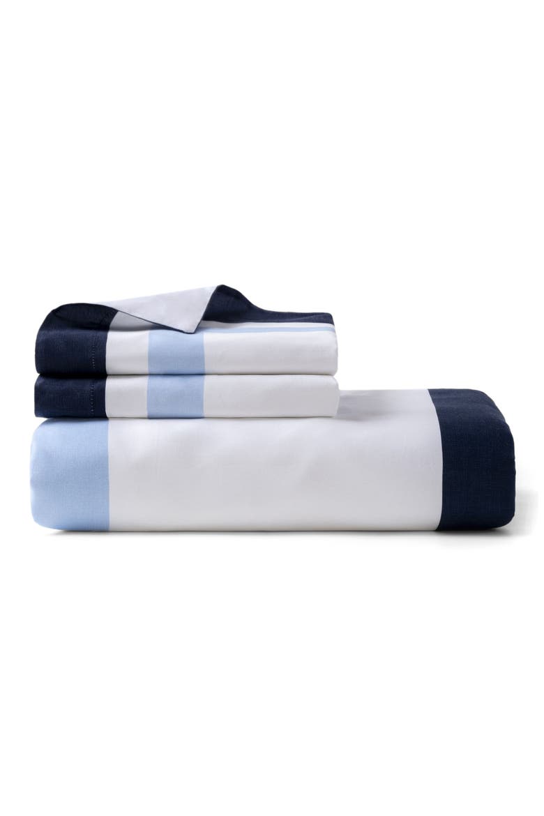 Double Border Sateen Weave Duvet Cover & Sham Set, Main, color, NAVY