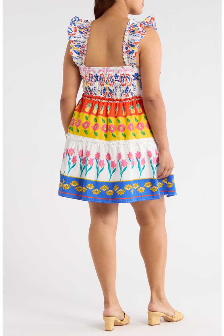 Mixed Print Cotton Mini Sundress, Alternate, color, WHITE/ MULTI