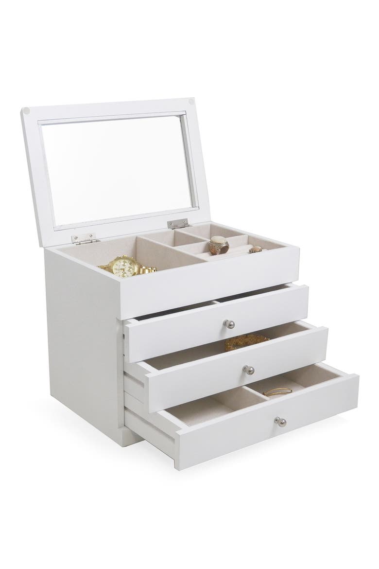 Wood Multilevel Jewelry Box, Alternate, color, WHITE