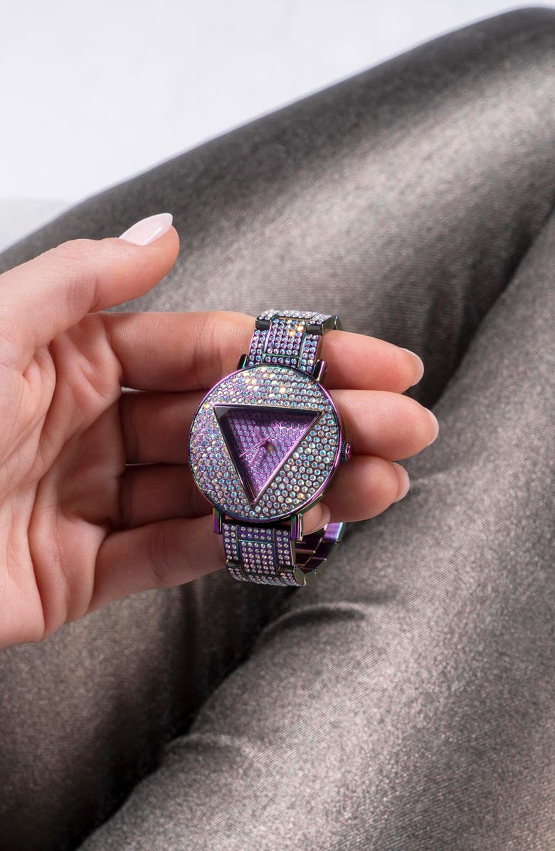 GUESS Logo Crystal Pavé Iridescent Bracelet Watch, 36mm, Alternate, color,