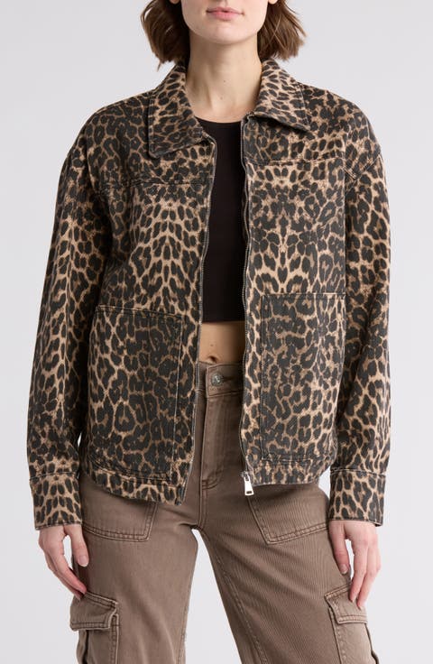 Leopard Print Denim Utility Shacket
