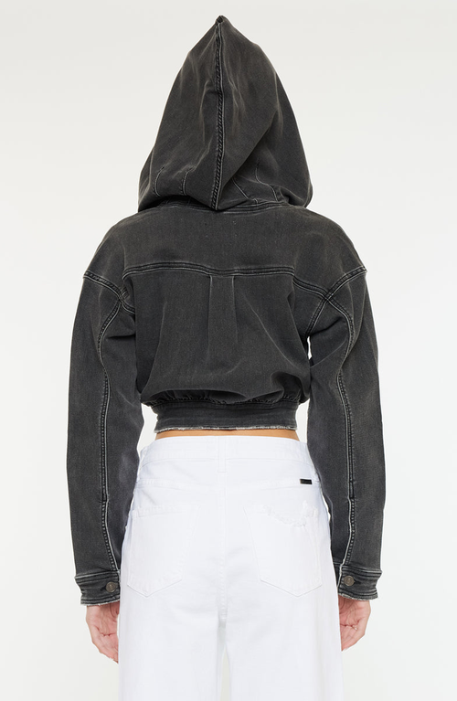 Kancan Andie Cropped Hooded Jacket In Animal Print