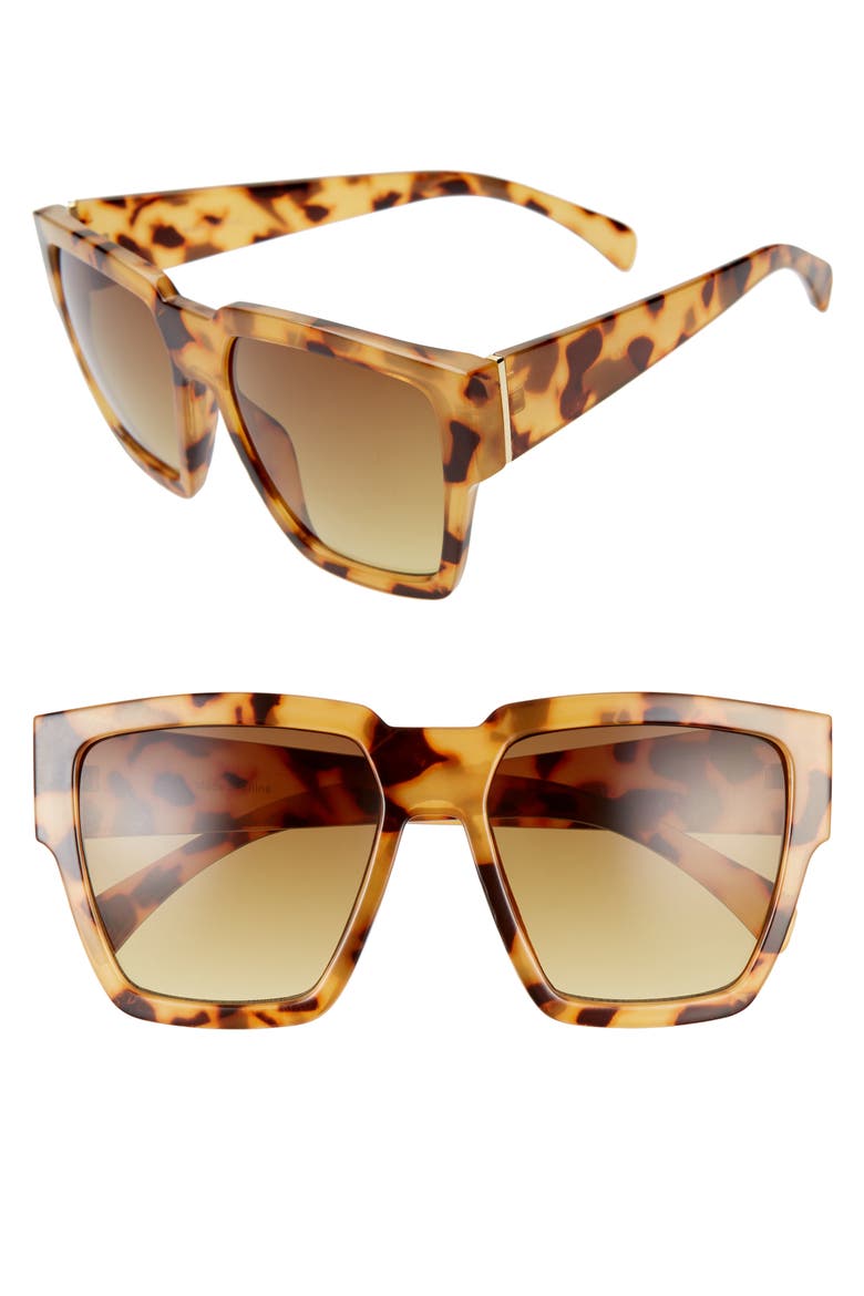 55mm Gradient Square Sunglasses, Main, color, YELLOW/ TORTOISE