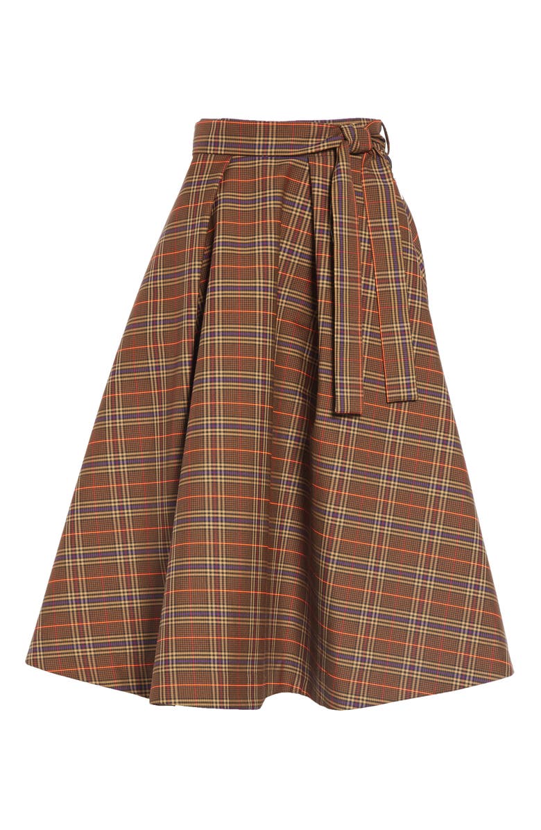 MSGM Tartan A-Line Midi Skirt, Alternate, color,
