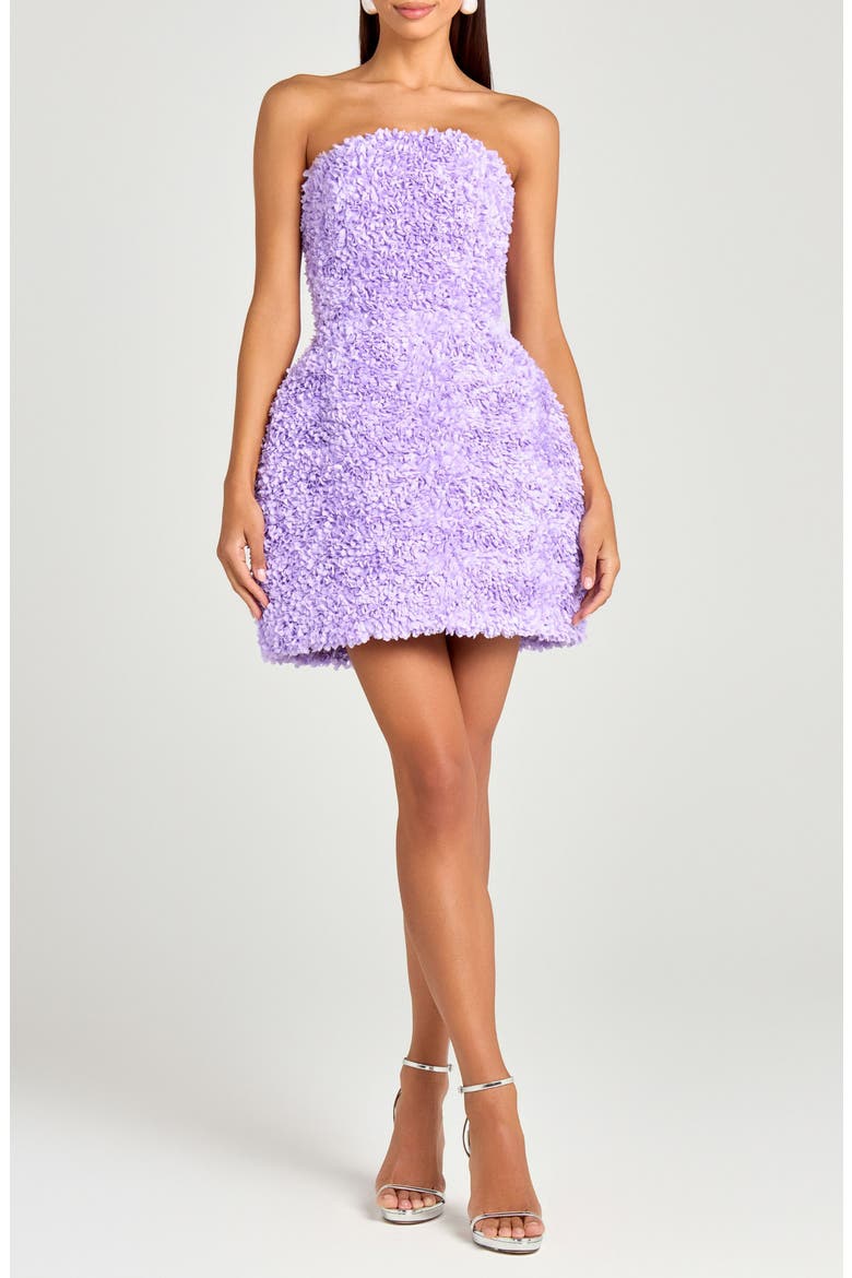 Maisy Strapless Sheath Cocktail Minidress, Main, color, PURPLE