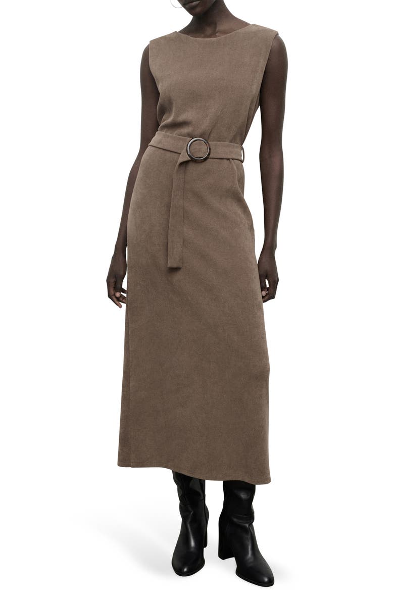 MANGO Belted Sleeveless Knit Dress, Main, color,