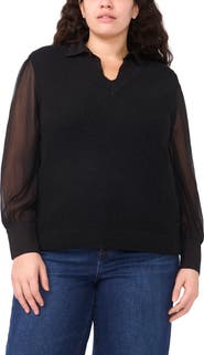 Halogen® Mixed Media Long Sleeve Sweater