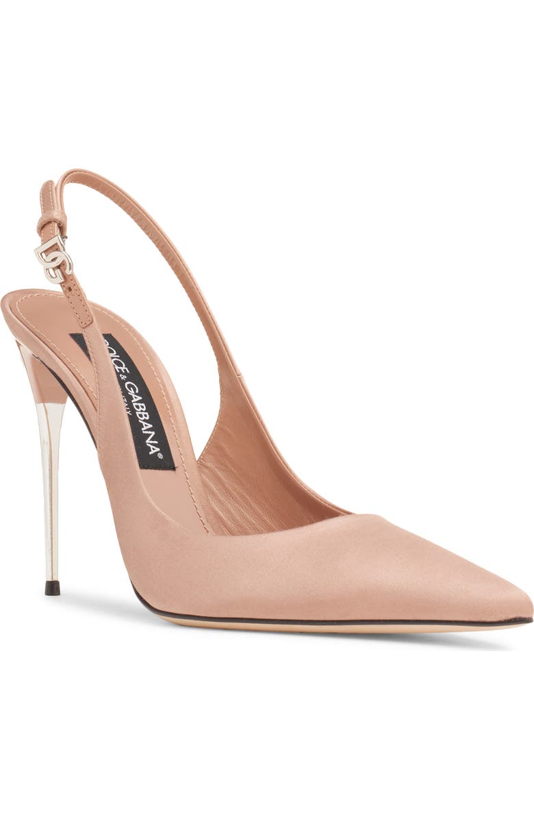 Dolce&Gabbana Pointed Toe Slingback Stiletto Pump, Main, color, Dark Beige