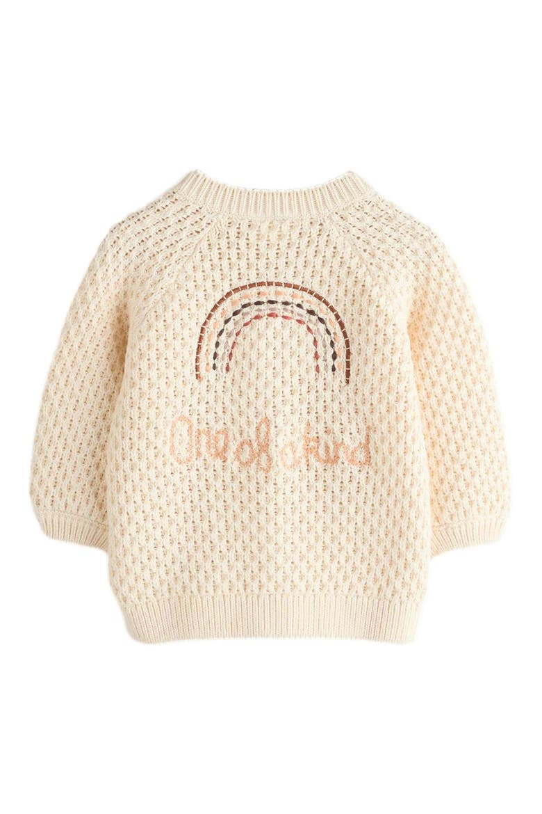 Rainbow Slogan Cardigan, Alternate, color, NEUTRAL