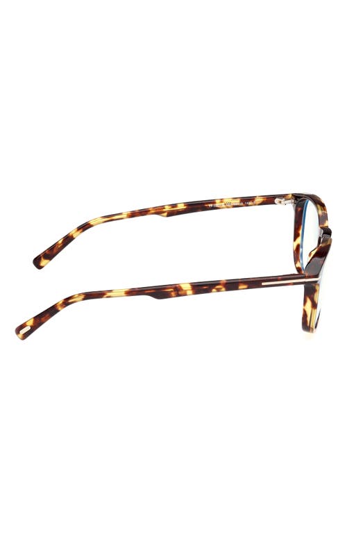 Tom Ford 52mm Square Optical Glasses In Havana/t Logo/blue Block