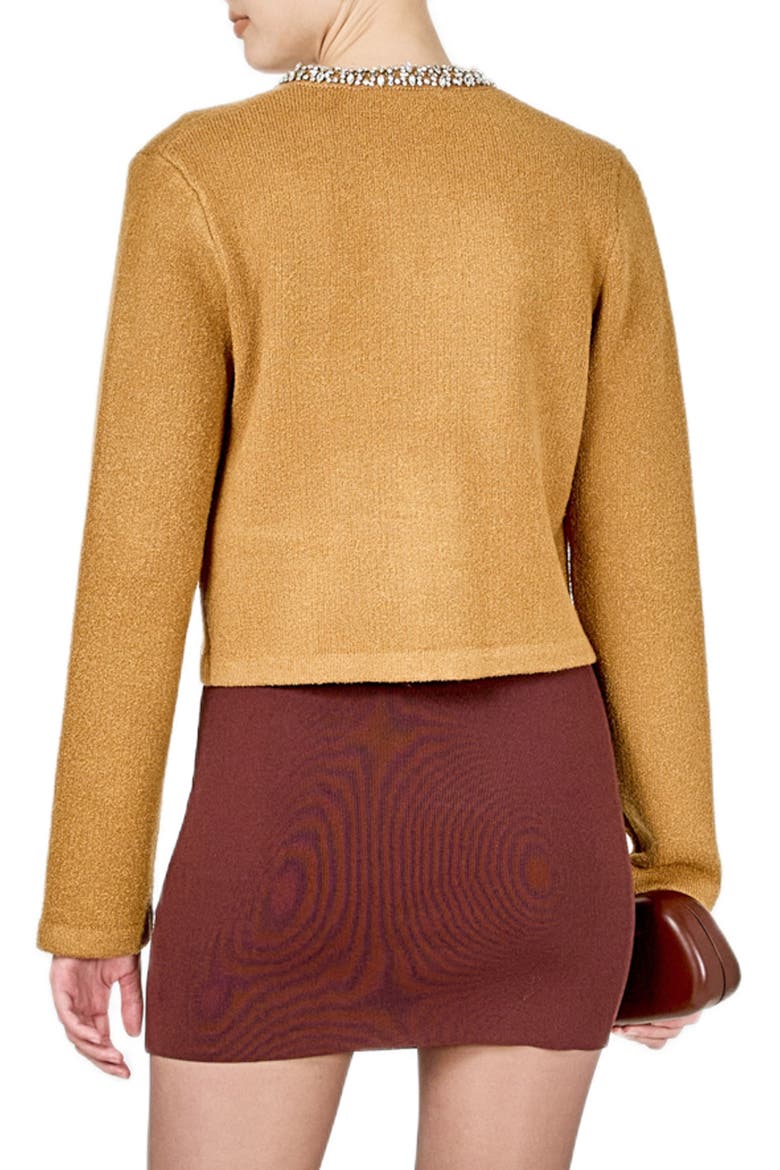 Bouclé Jewel Trim Cardigan, Alternate, color, MOCHA