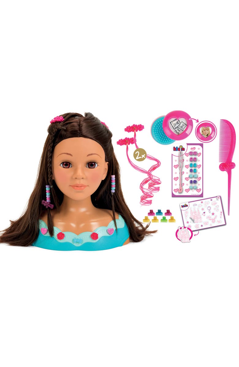 Klein Hairstyling Head Mia Pink & Teal, 10.6" Doll Head & 13Pc Ages 3+, Main, color, Multicolored