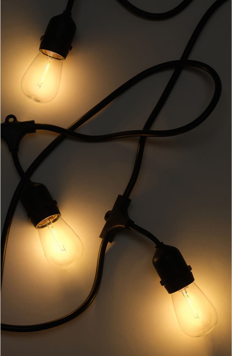 Brightech 24 ft or 48 ft, Plug‑In Heavy Duty LED Outdoor String Lights, Weatherproof Edison Bulbs, Alternate, color, 48 Ft 15 Bulbs | Warm White