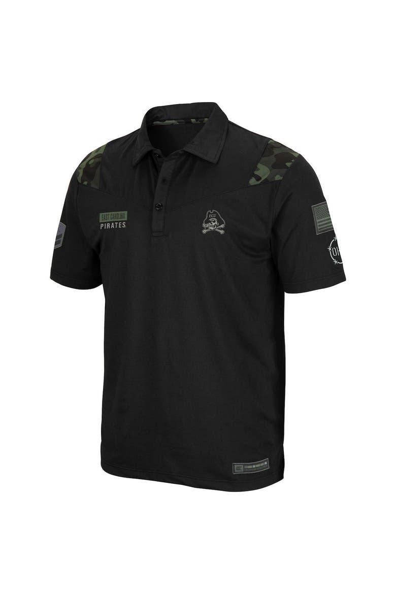Men's Colosseum Black ECU Pirates OHT Military Appreciation Sierra Polo, Alternate, color, Black