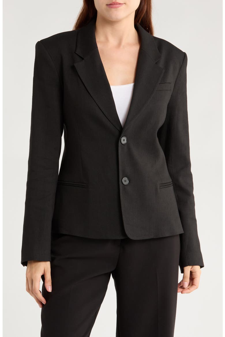 The Femme Organic Linen Blend Blazer, Main, color, BLACK