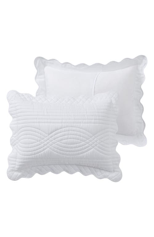 Vcny Home Scallop Microfiber Quilt Set In White