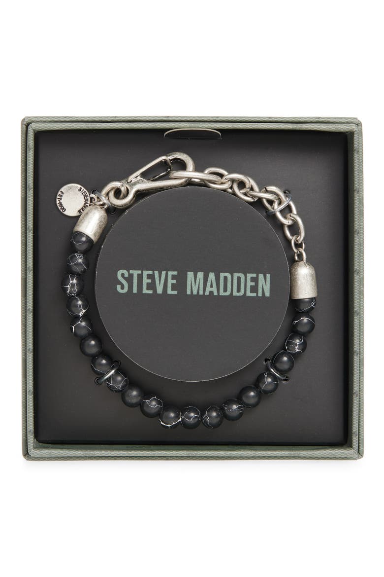 6mm Beaded Bracelet, Main, color, BLACK