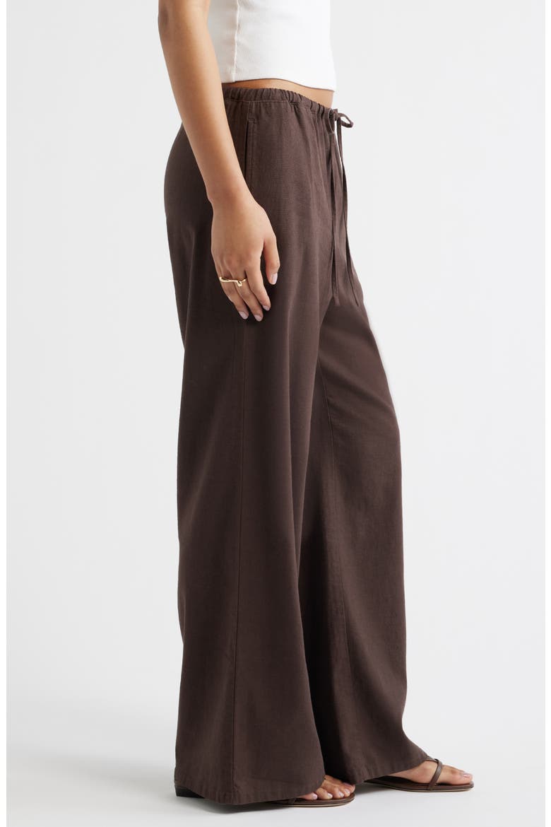 Linen Blend Wide Leg Pants, Alternate, color, BROWN SEAL