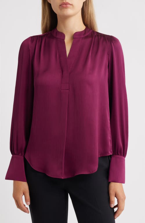 Anne Klein Textured Crepe Long Sleeve Top In Pink