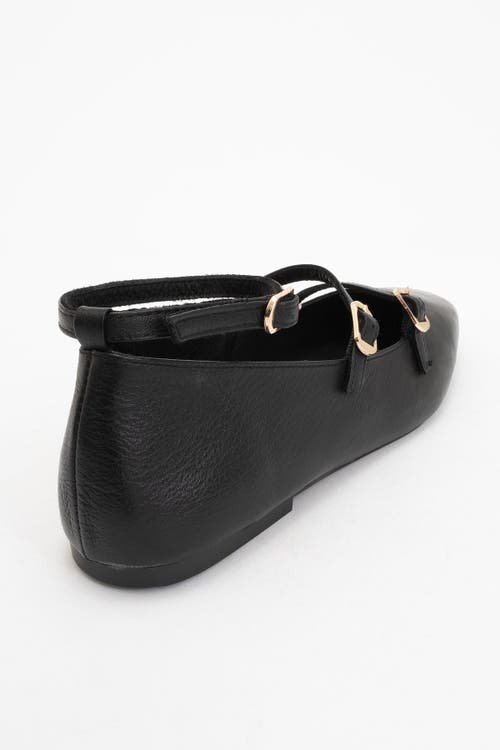 Forever & Always Shoes Serena Leather Mary Jane Flats In Black Leather