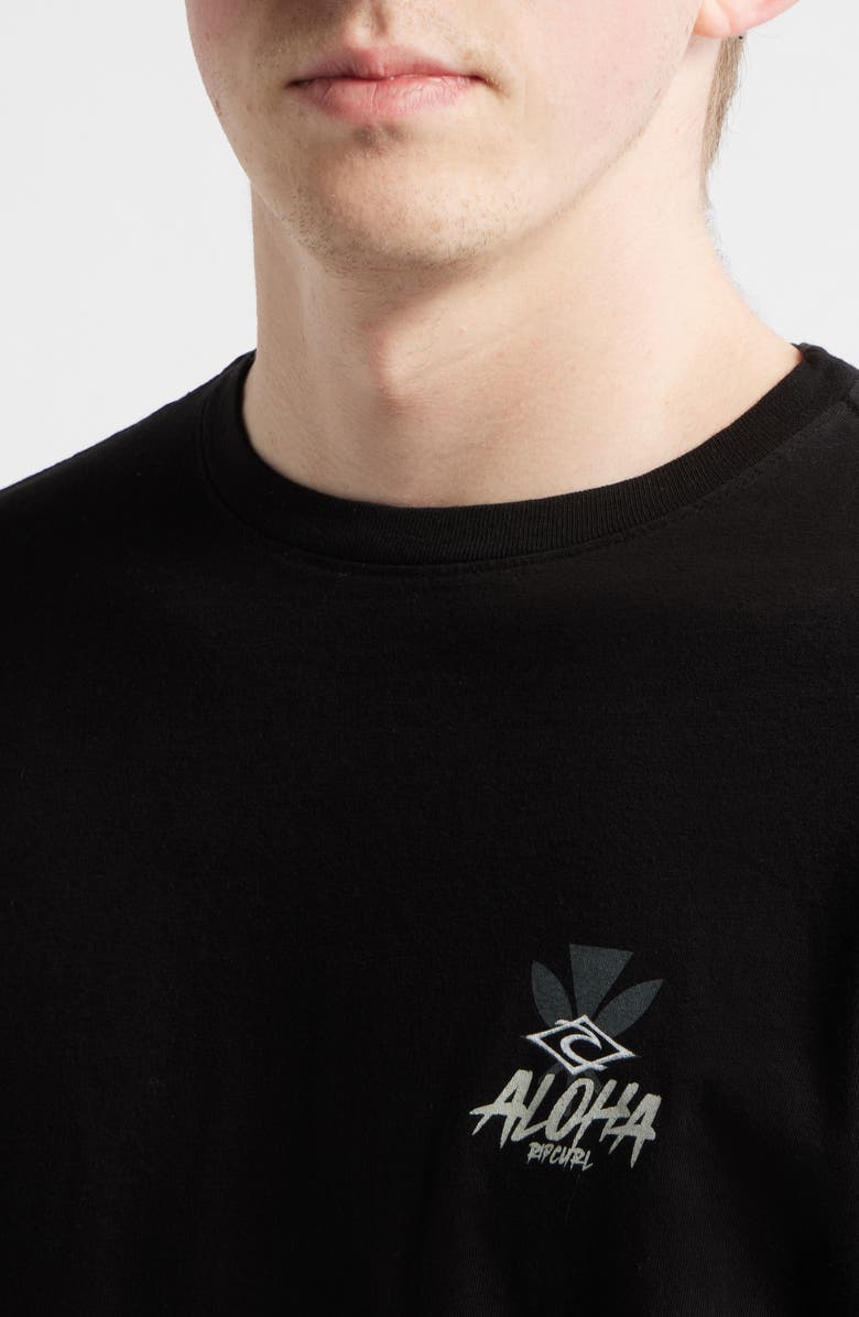 Rip Curl Hawaii Tapa Hex Graphic Long Sleeve T-Shirt, Alternate, color, Black