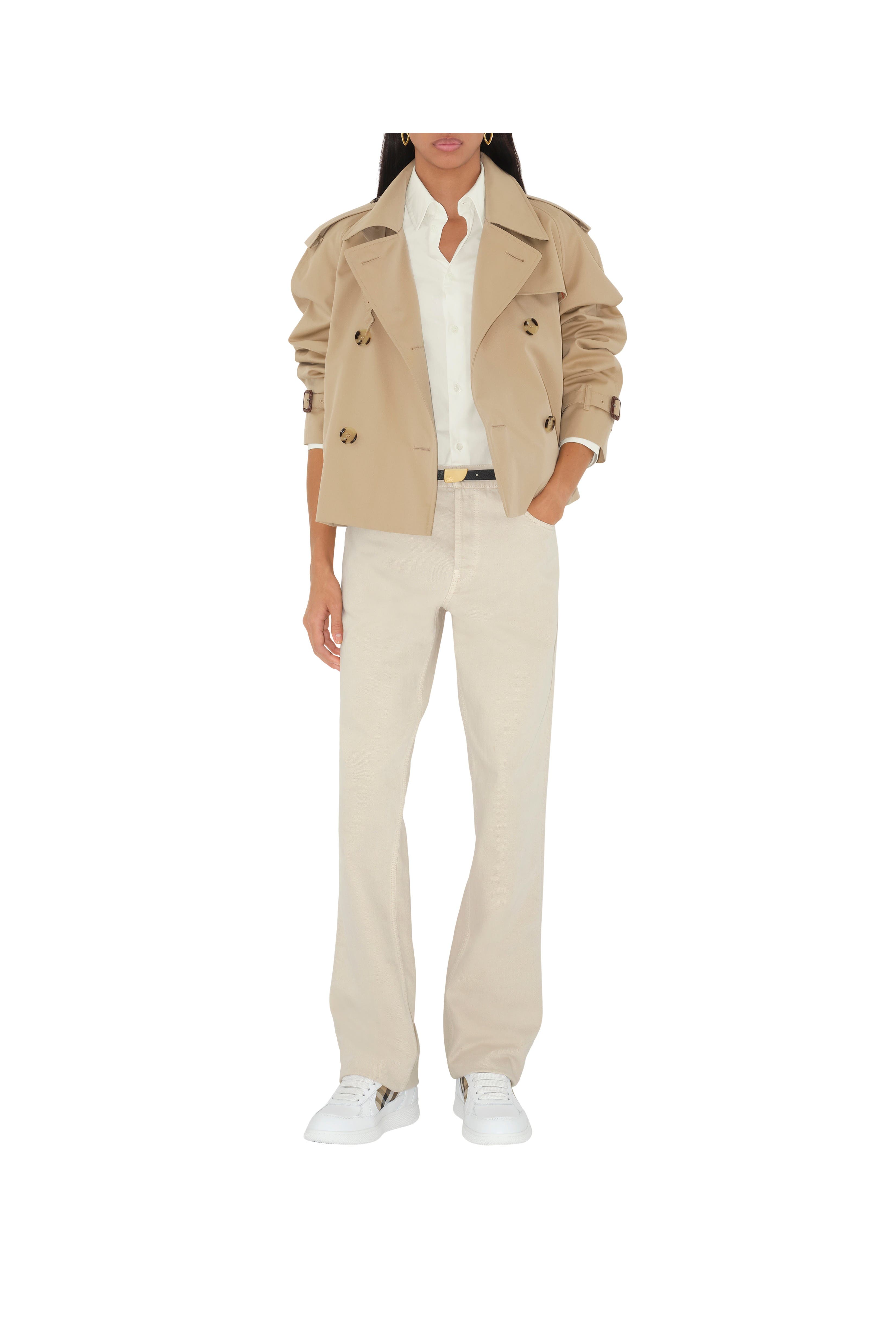 Burberry Leather and Check Terrace Sneakers, Alternate, color, White/Sand