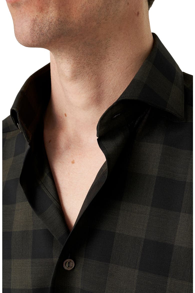 Slim Fit Plaid Wool Dress Shirt, Alternate, color, DARK GREEN