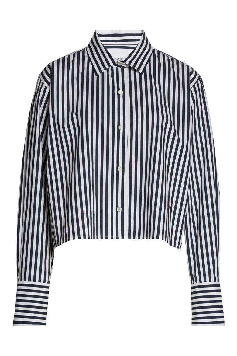 The Cutoff Stripe Oversize Shirt, Alternate, color, NAVY MULTI
