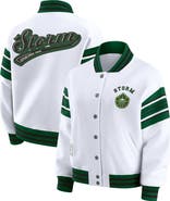 WEAR by Erin Andrews Women's WEAR by Erin Andrews White/Green Seattle Storm Full-Snap Fleece Sweatshirt Jacket