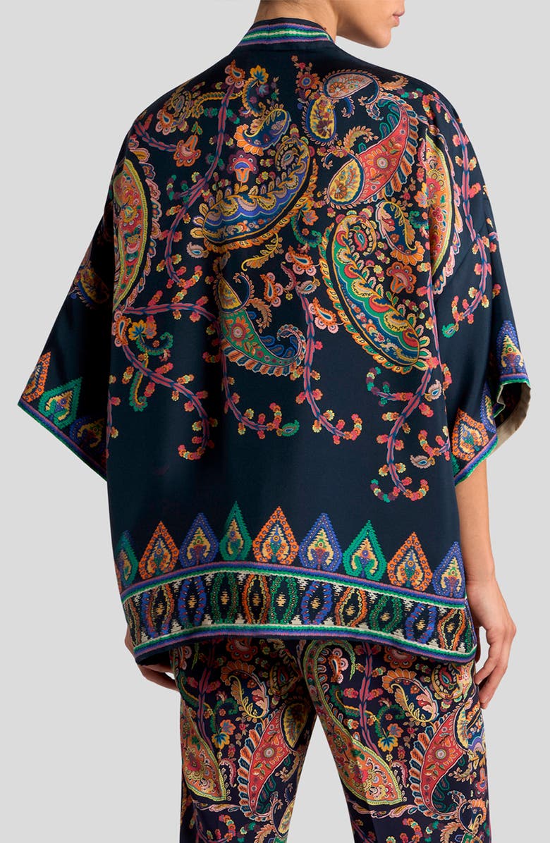 Etro Kesa Print Silk Twill Jacket, Alternate, color, Printed Blue Base