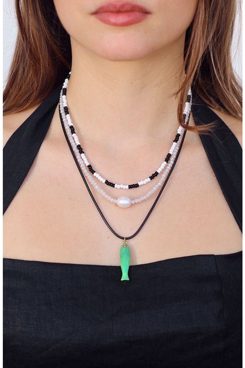 Netta Fish Pendant Necklace, Alternate, color, GREEN