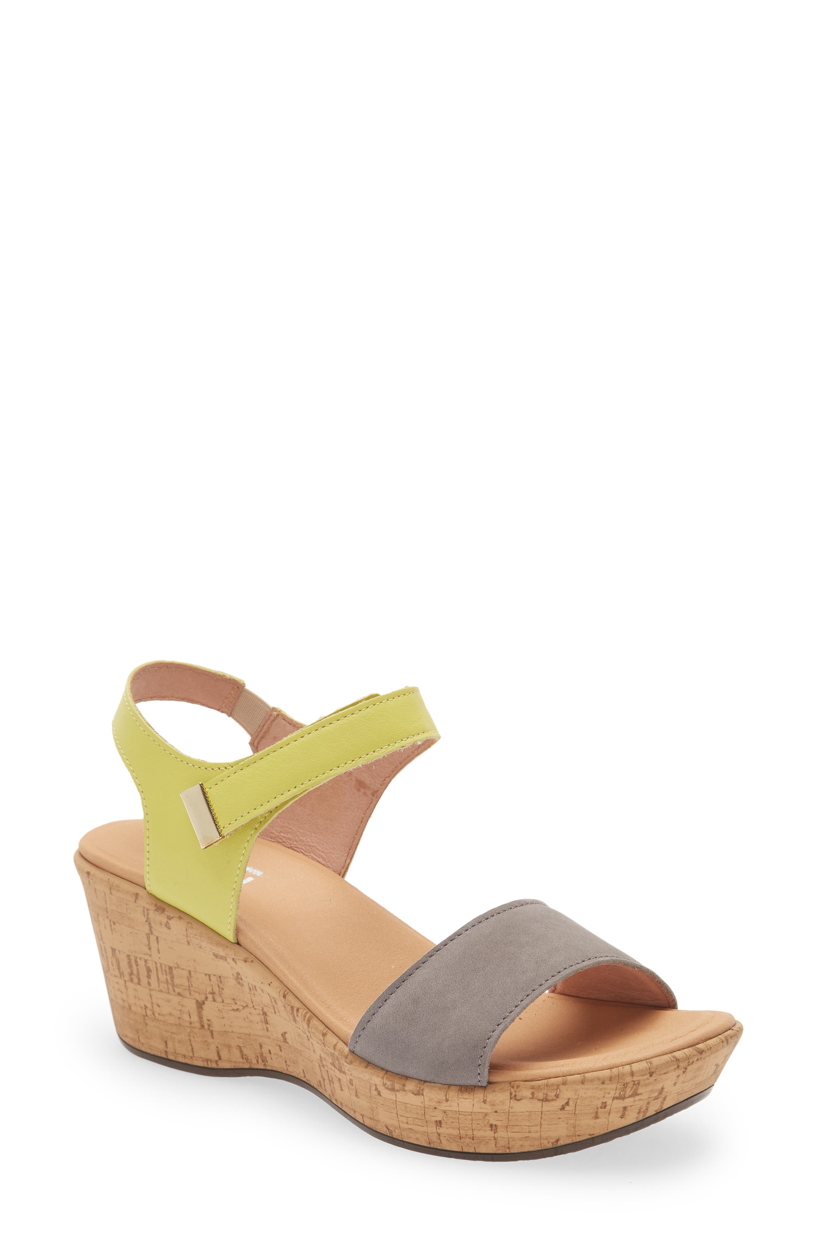 Summer Platform Wedge Sandal, Main, color, SMOKE GREY NUBUCK/ SOFT LIME
