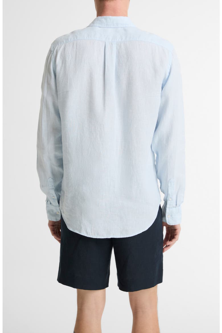 Houndstooth Classic Fit Linen Button-Up Shirt, Alternate, color, RAINWATER/OPTIC WHIT