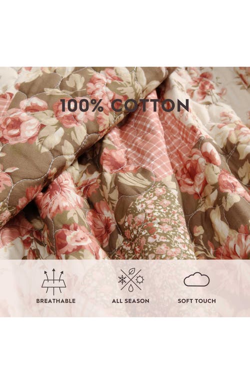 Laura Ashley Harrietta Patchwork Quilt & Sham 3-piece Set In Rosewood/gold