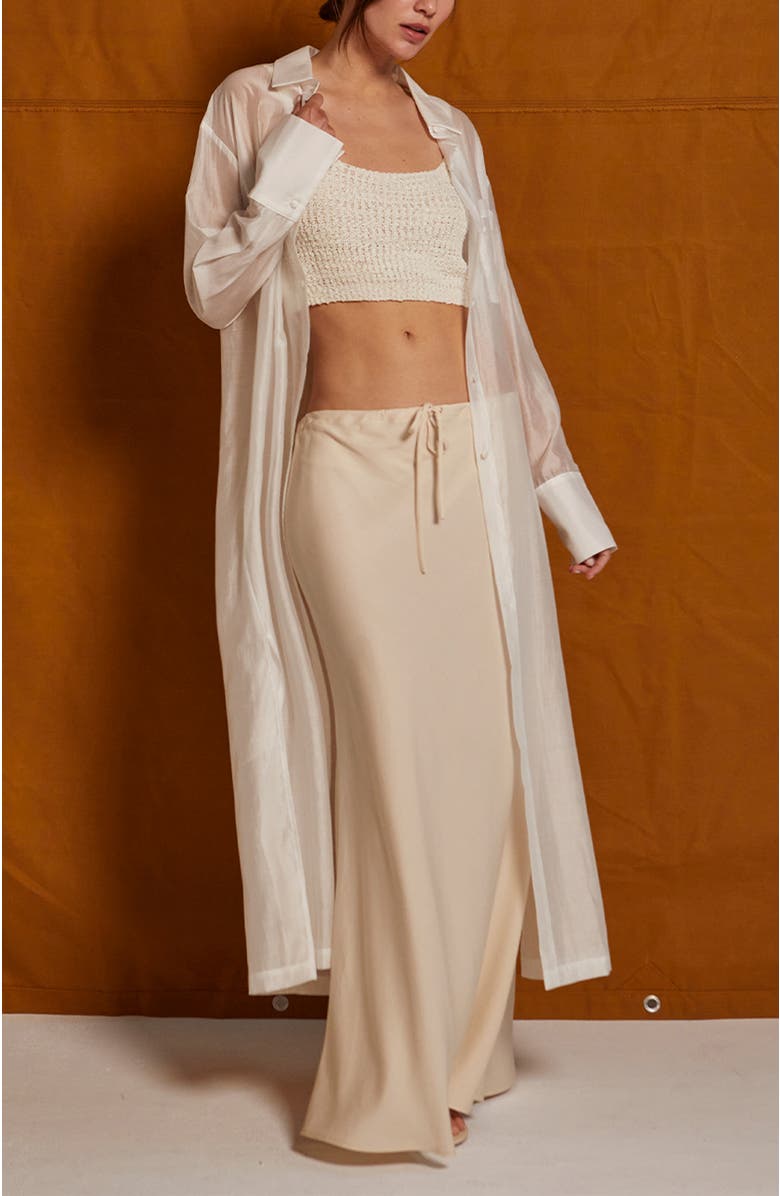 CRESCENT Long Line Sheer Button Up Top, Alternate, color,