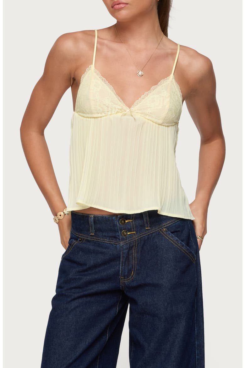 Rhian Lace Pleated Camisole, Main, color, YELLOW