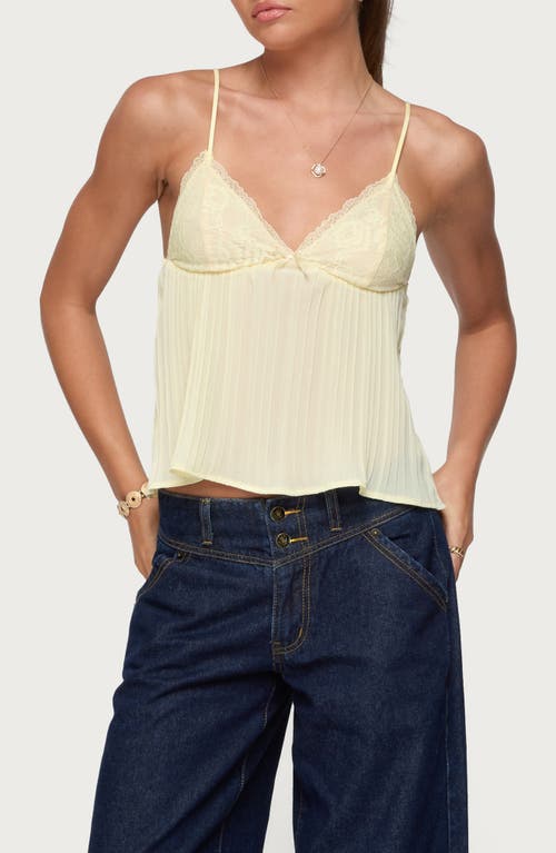 Edikted Rhian Lace Pleated Camisole In Yellow
