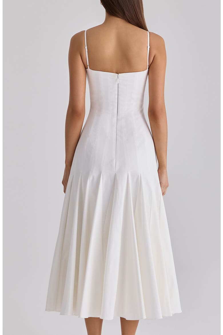 Vionne Pleated Stretch Pima Cotton Fit & Flare Cocktail Dress, Alternate, color, WHITE