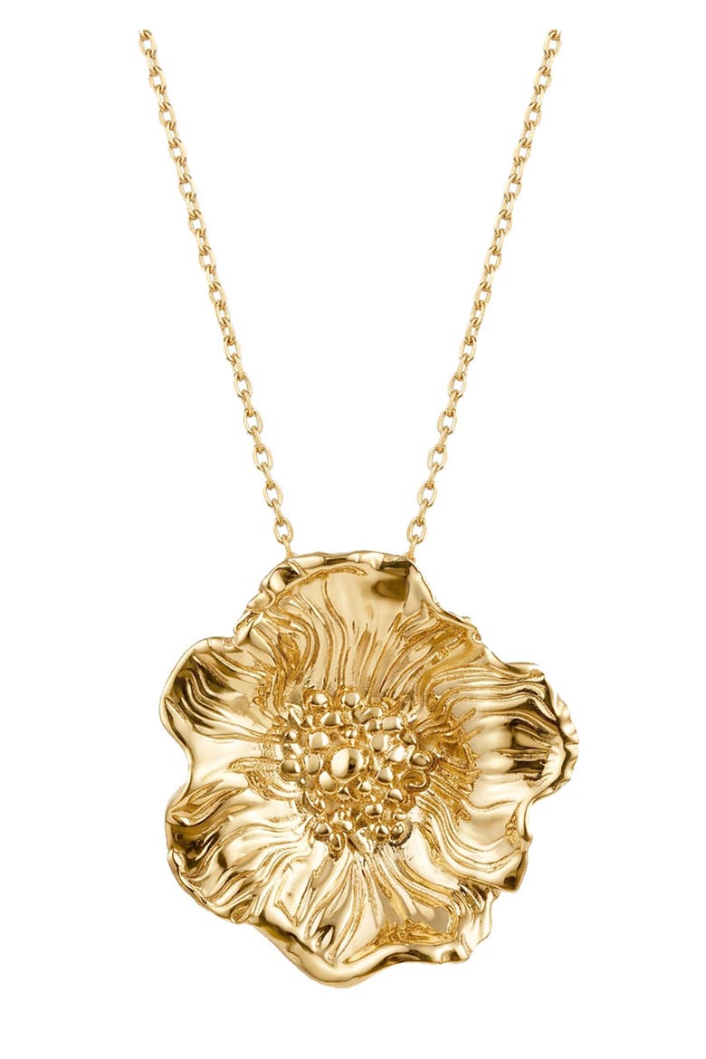 Poppy Gold Floral Pendant Necklace, Main, color, Gold