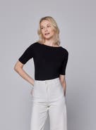 Majestic Filatures Soft Touch Elbow Sleeve Crewneck