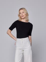 Majestic Filatures Soft Touch Elbow Sleeve Crewneck