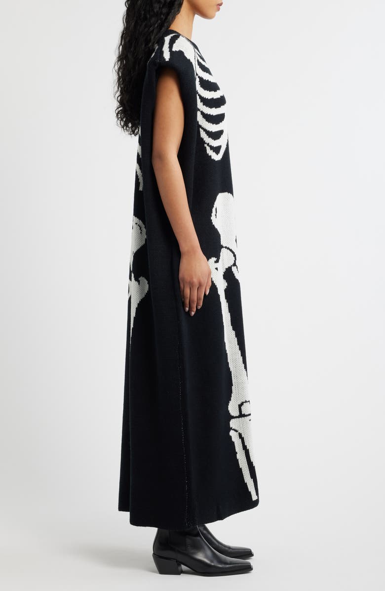 Dressed in Lala Big Reputation Skeleton Sleeveless Midi Dress, Alternate, color, Black Skeleton