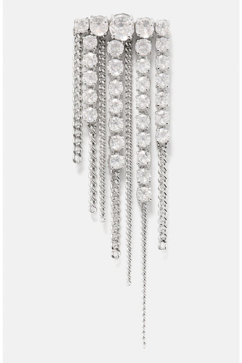 Opulence Cubic Zirconia Fringe Earrings, Alternate, color, CLEAR/ SILVER
