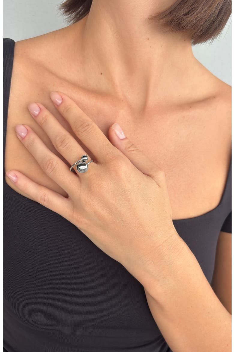 Sphere Open Ring, Alternate, color, SILVER