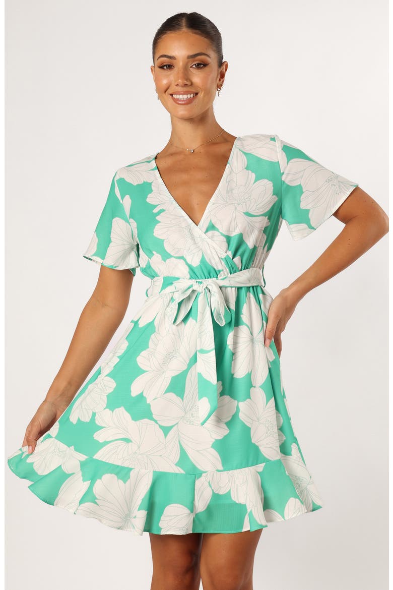 Rylan Tie Waist Minidress, Alternate, color, GREEN FLORAL